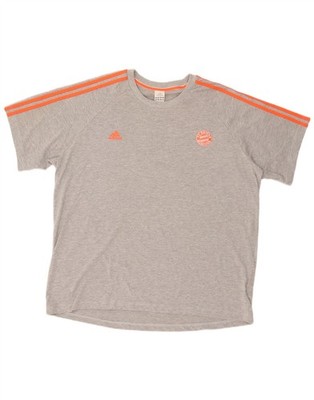 ADIDAS Mens FC Bayern Munchen T-Shirt Top 2XL Grey Cotton AM09