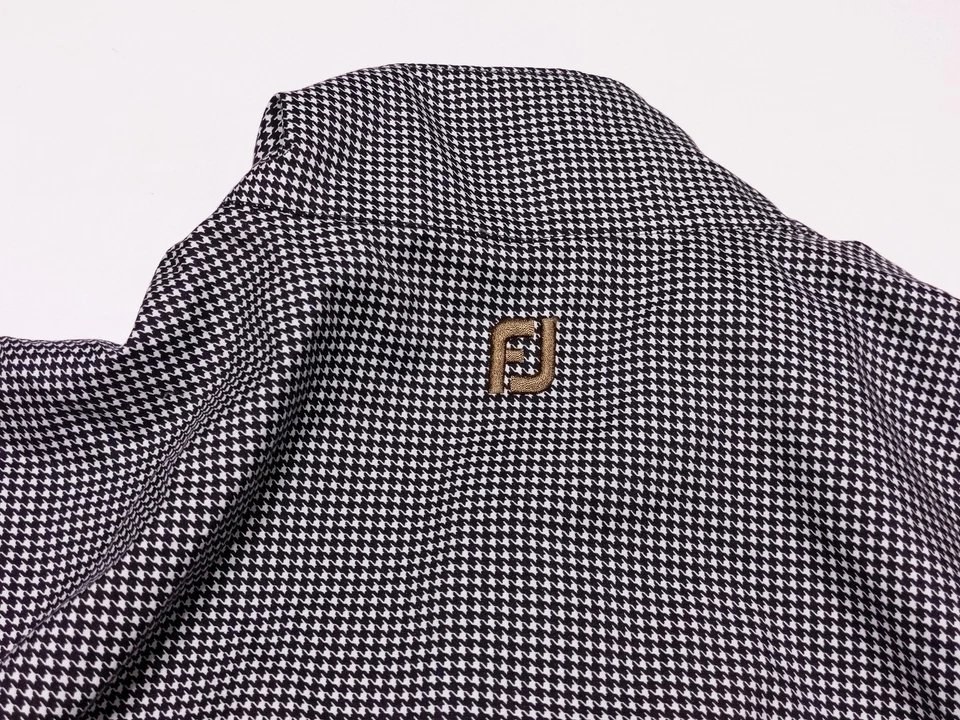 Vintage FOOTJOY Dryjoys Full Zip Convertible Golf Jacket Black Checks Men's XL - Image 3 of 4