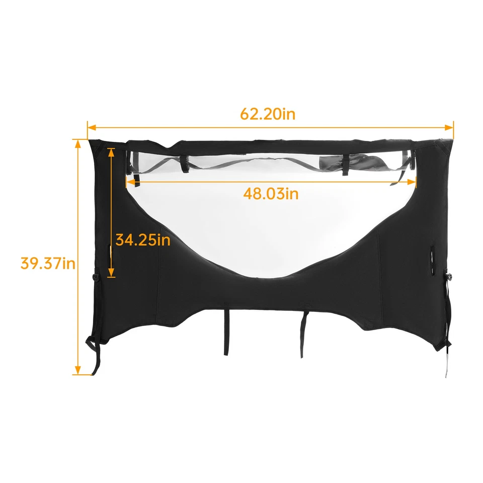 Ventana trasera negra suave con ventilación enrollable para Honda Pioneer 1000/1000-5 2016-2025 Foto 2 de 4