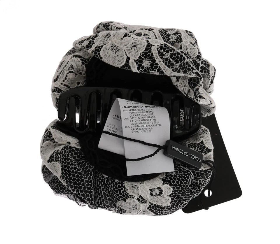 DOLCE & GABBANA волос коготь черный белый цветочный кружева кристалл аксессуар RRP $560 - Изображение 3 из 4