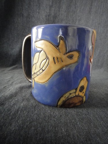 Stoneware Pottery Handcrafted Coffee Tea Mug Cup with Sea Turtles - Picture 6 of 8