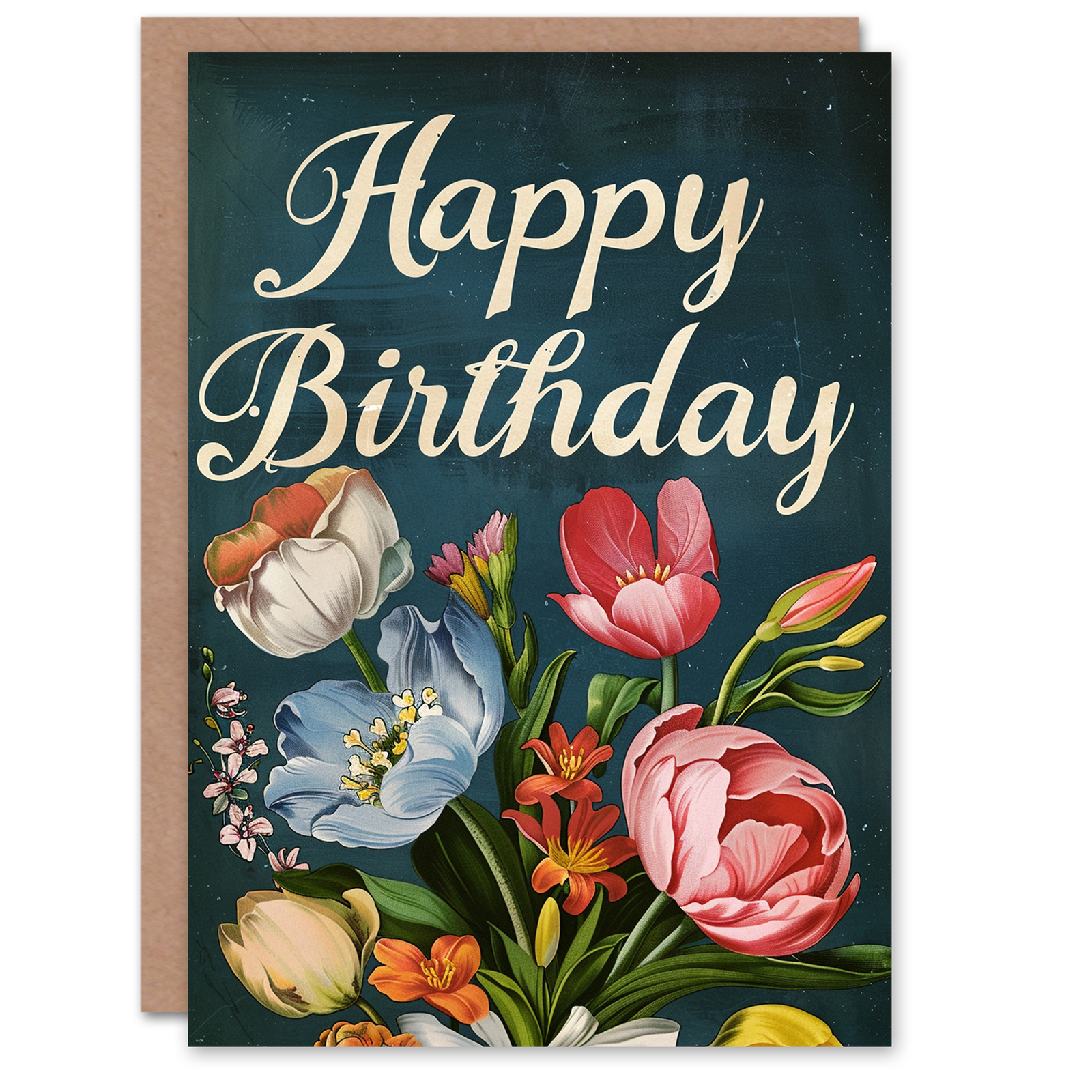 Birthday Card Spring Flower Bouquet Floral Illustration For Her Greeting Card
