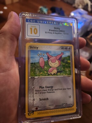 (POP 2) CGC 10 PRISTINE 2003 Pokemon EX Ruby & Sapphire Skitty Card 70/ ...