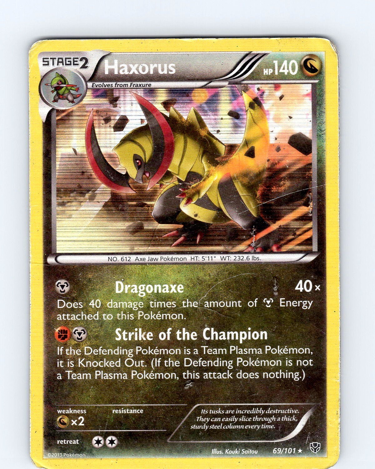 Pokemon TCG Haxorus B&W Plasma Blast 69/101 Holo Rare Card Played HP