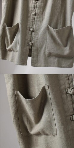 Hombres Chaleco Retro Sin Mangas Chaleco Algodón Lino Botón Bolsillo Informal Top - Imagen 8 de 16
