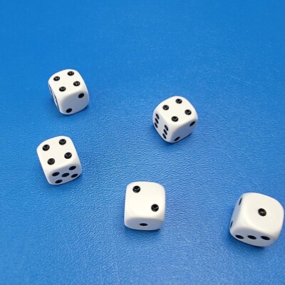 Yahtzee 5 Dice White Rounded Edges Replacement Game Piece | eBay