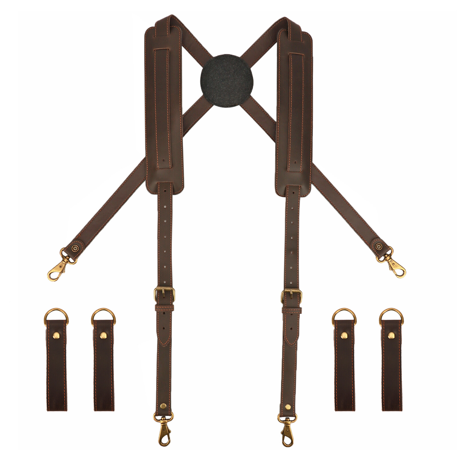 TOURBON Leather Tool Belt Suspenders Carpenter Heavy Duty