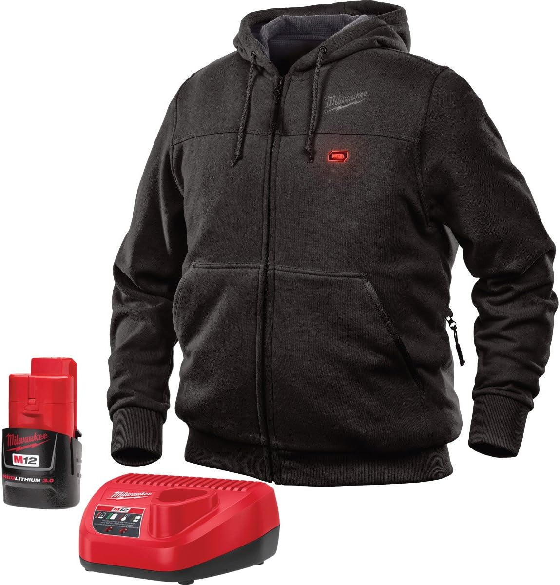12V Lithium Heated Hoodie Kit with M12 Battery - Front & Back Heating-image