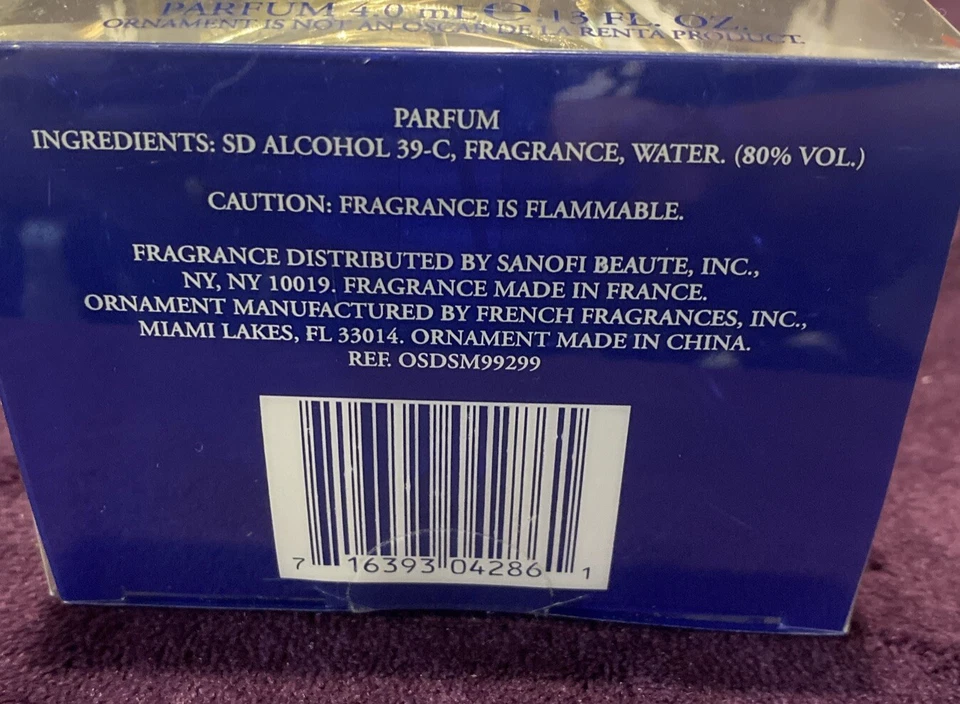 PARFUMS INTERNATIONAL Adorno de Navidad y Perfume Oscar De La Renta .13oz - NUEVO Foto 3 de 3