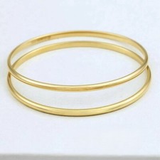 2 NEW Gift Inc Women's Stainless Steel 7" Gold Classic Solid Bangle Box