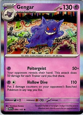 Carta Pokémon - Gengar 94/165 - 151 - Copag Escala Miniaturas by