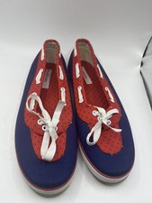 KUSTOM Red And Blue Canvas Slip On Shoes Size 8 Bow Spotted