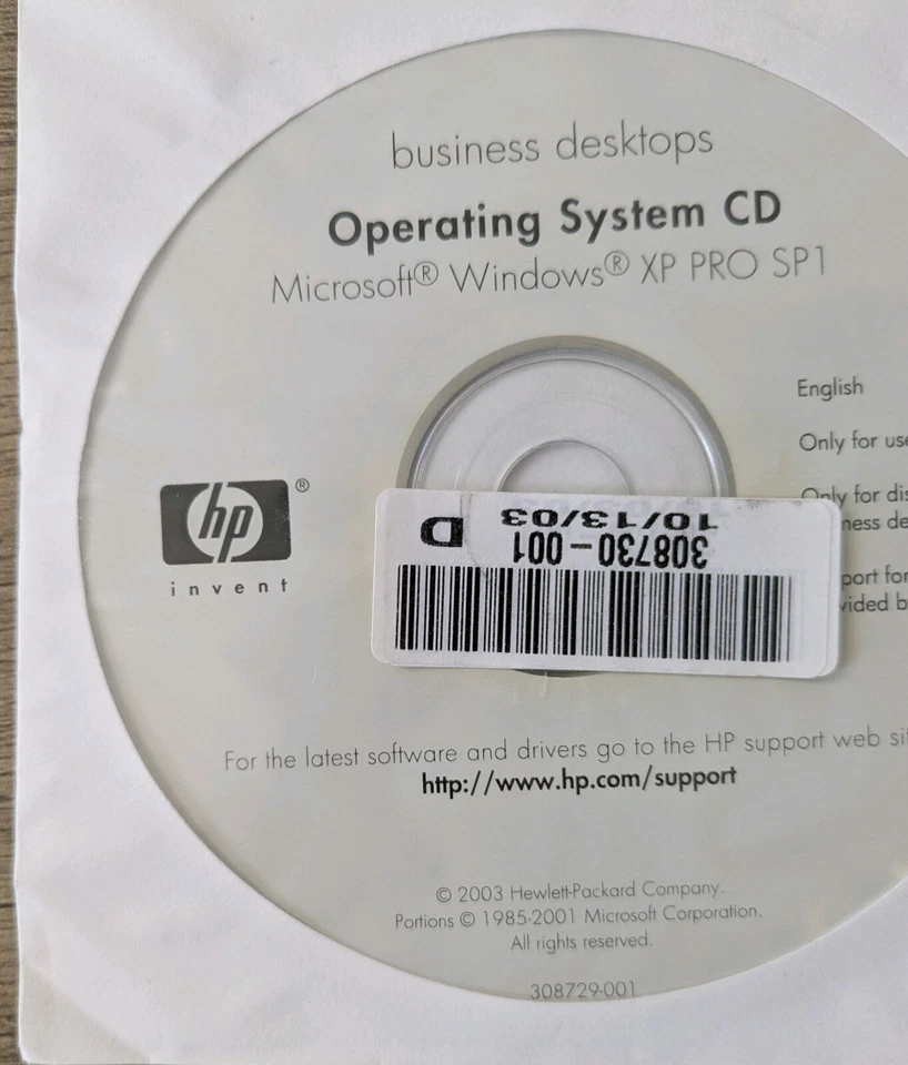 HP Laptop/PC Recovery Restore Disc CD Windows XP Pro SP1 - Image 3 of 3
