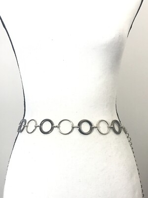 Women's Chain Belt One Size Silver O Ring Waist Hip Body Belly Casual Dress 