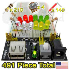 BreadBoard  Beginners Kit, Power Supply Module, Resistors, Wires, more...