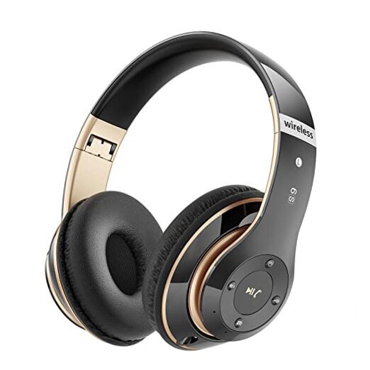 Bluetooth Headphones Over Ear, 6S Wireless Headphones Wired with 6 Black & Gold-image