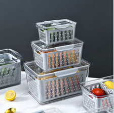 3 PCS FRIDGE STORAGE BOX CONTAINER HOLDER TRAY SET FRUITS VEGETABLE FOOD RACK