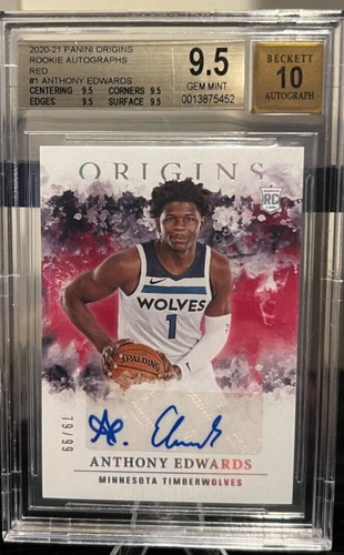 2020 ANTHONY EDWARDS Panini Origins RC Rookie Auto Red /99 BGS 9.5  QUAD 9.5