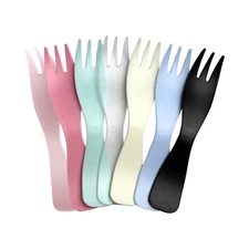 Colorful Small Plastic Kids Forks Wide Handle For Birthday Party Events Picnics