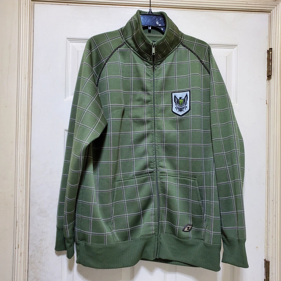 Chaqueta One Industries Para Hombre XL Verde Cuadros Monstruo Ejército Motocross Moto Militar Foto 2 de 4
