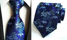 Tie Blue Flower Floral Men's Handmade Necktie Wedding Formal