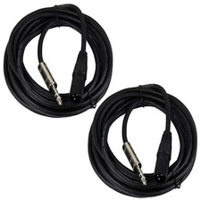 Pair 15ft XLR 3-Pin Male Cable To 6.35mm 1/4" Stereo Shielded Audio Mic Cables