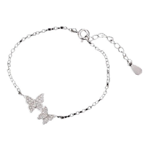 Brighton Silver Floral Butterfly Link Bracelet Silver Brighton Link Butterfly Bracelet Heart Lobster Claws  main image 3