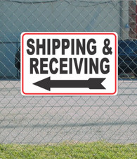 SHIPPING  RECEIVING Left Arrow Metal Sign for Street Road Parking Lot 12"x18"