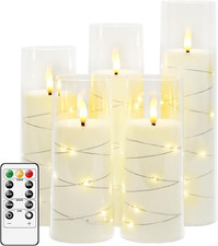 Flameless LED Candles with Timer 5 Pc Flickering Flameless Candles for Romantic