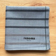 HANDKERCHIEF ART VINTAGE BLUE STRIPED MEN'S POCKET SQUARE COTTON 18" A-0793