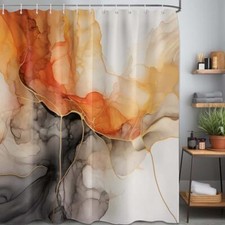 Orange Marble Shower Curtain Abstract Modren Crack Colorful Bathroom Decor,