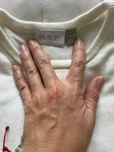 The Childrens Place Embroidered Sequin Unicorn sweater 10-12 Cream White - Image 3 of 4