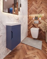 400mm Bathroom Vanity Unit Matte Navy Blue Wall Hung Composite Basin Soft Close