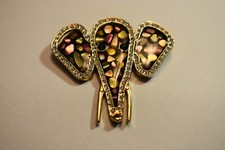 Vintage elephant head face pin brooch unique