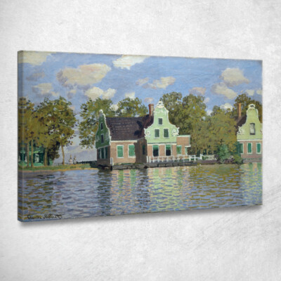 Häuser am Flussufer Zaan Claude Monet, mnt248 Gemälde auf Leinwand gedruckt