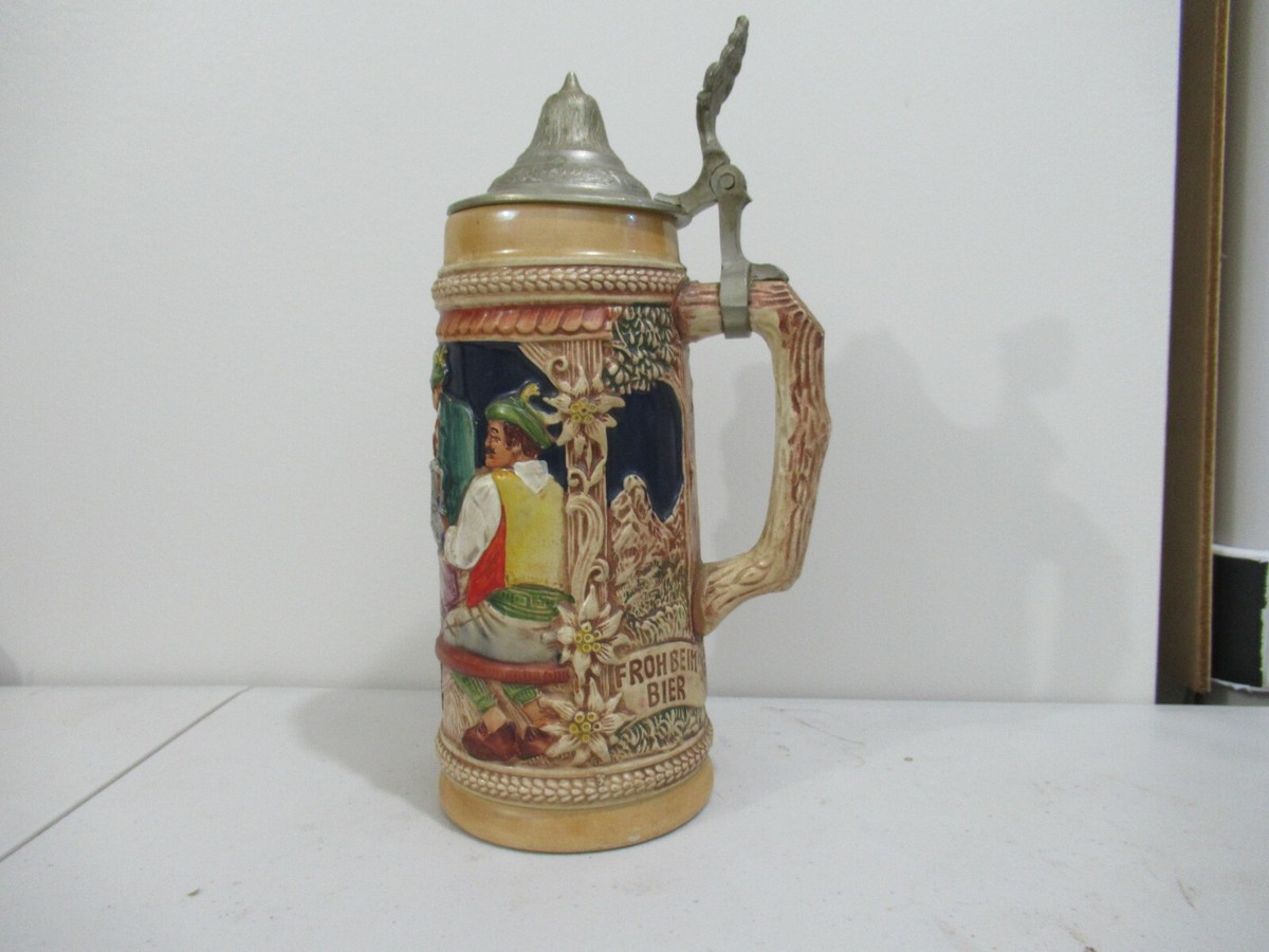 Vintage Antique German Stein, Beer Drinking: 