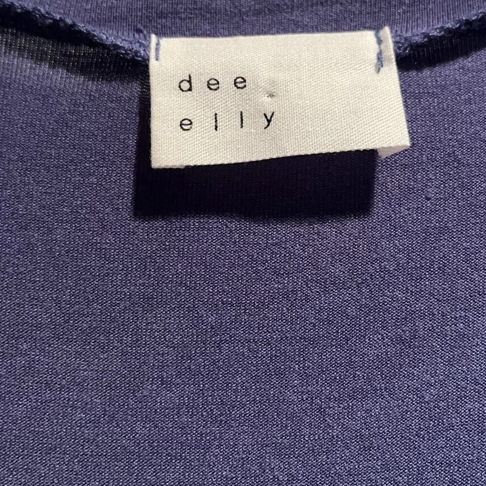 Vintage Dee Elly Dress Womens Medium Blue Short Sleeve Side Ruched Mini USA Soft - Изображение 4 из 4