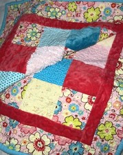 Quilted Floral Patchwork Baby Blanket Quilt 39 x 48 inches