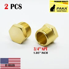 2X 3/4 “ inch male NPT Cored Hex Head Plug Brass Pipe Fitting NPT fuel water air