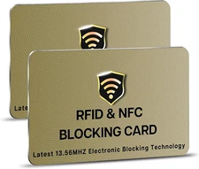 RFID Blocking Cards - 2 Pack, Protects Entire Wallet/Purse, NFC/Contactless Bank