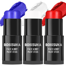 Red White Blue Face Paint Stick Kit, Eye Black Sticks for Football Baseball Soft