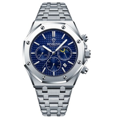 BINBOND Multi-Function Quartz Sports Watch Men Waterproof luminous calander