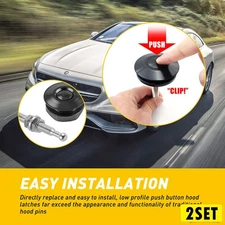 4 Button Push Quick Hood Release Pins Bonnet Lock Clip Auto Bumper Car Latch Kit