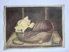 Fernando Botero COA Art Painting Original Drawing Vintage Paper Signed