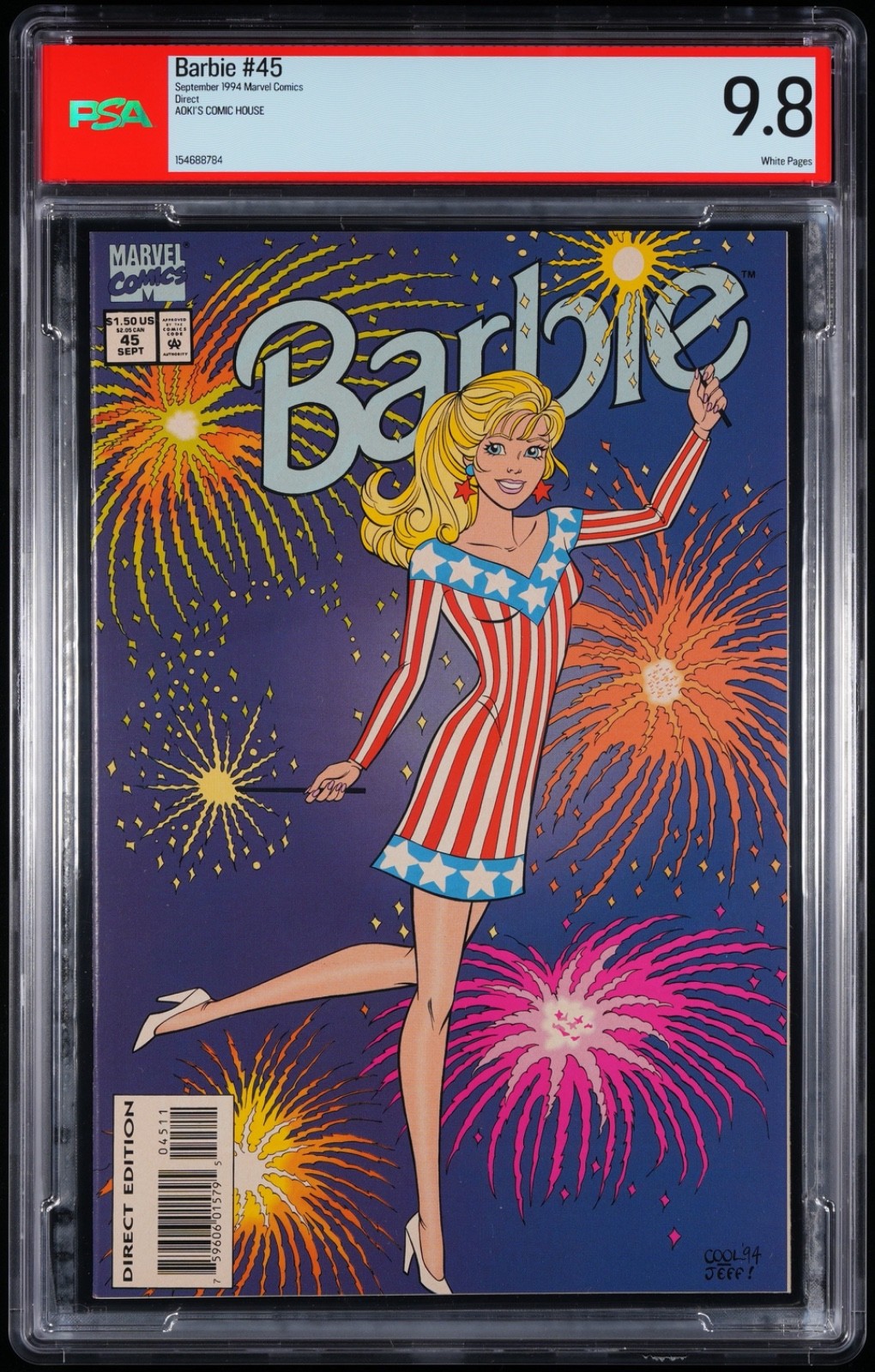 Barbie Issue #45 Comic Book. PSA 9.8 July 4th Marvel 1994 (Aoki's Comic House)