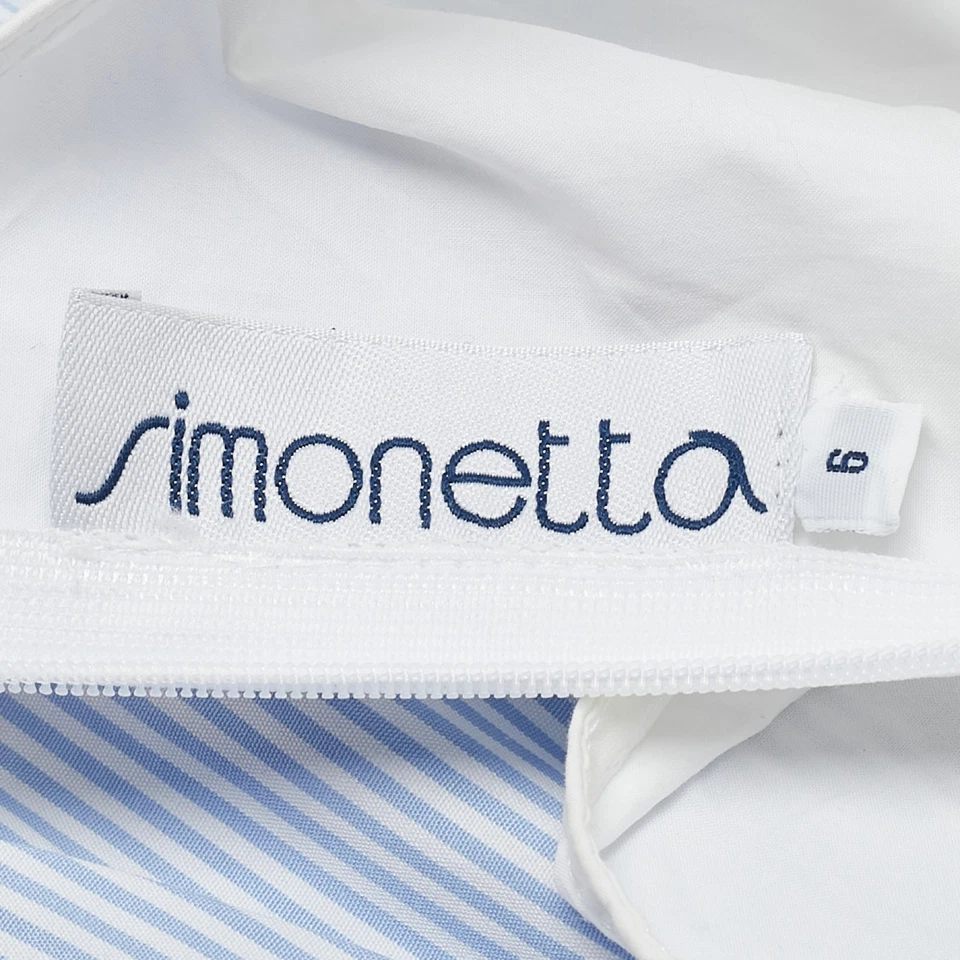 Vestido Simonetta Niños Blanco/Azul Rayas Algodón Bordado Sin Mangas 6 Años Foto 4 de 4