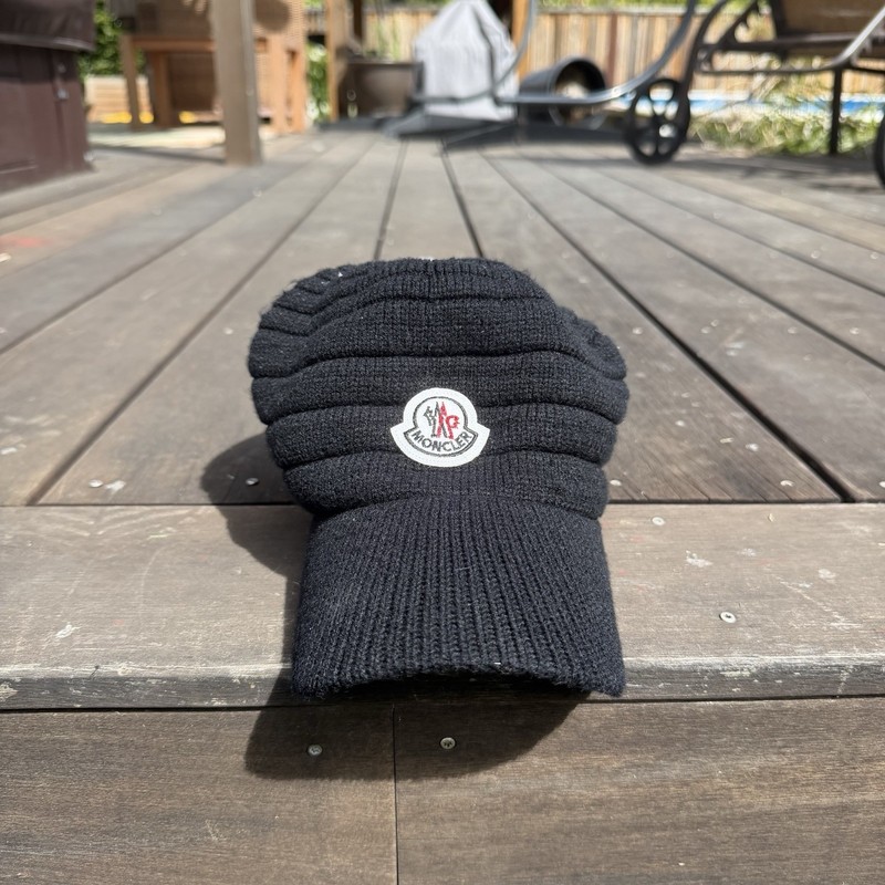 Real moncler Black knit hat authentic. One size fits all.