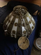 RARE Vintage Felipe Derflingher Mosaic MCM Hanging Swag Light  Lamp Shade Lampe