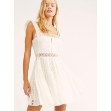 Free People Women's Verona Mini Dress in Ivory Size Small