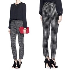 NWOT New Diane Von Furstenberg Genesis Black Polkadot Slim Fit Stretch Pants 4 S